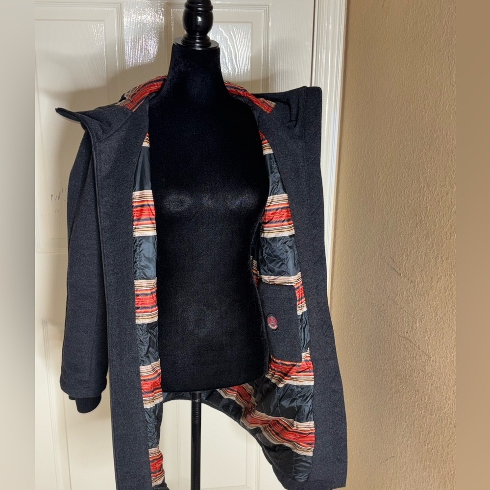 New Pendleton Women's Beverly Wool Blend Hooded Coat In Dark Gray Size Medium - Picture 13 of 13
